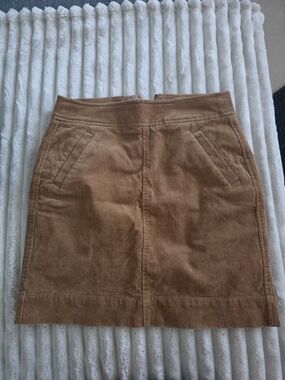LOFT Tan Corduroy Mini Skirt with Welt Pockets